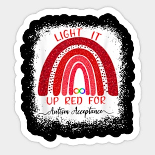 Light It Up Red For Autism Acceptance Red Instead Sticker